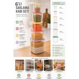Avcılar Plastik Asya 6 Lı Dik Saklama Kabı Renkli Çok Amaçlı Gıda Saklama Kabı - Şeffaf