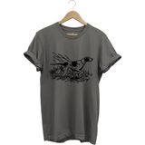 Avcılık Av Desenli Orman Temalı Pointer Av Köpeği Tasarımlı %100 Pamuk Regular Fit T-Shirt - Antrasit - XL