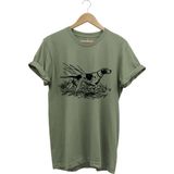 Avcılık Av Desenli Orman Temalı Pointer Av Köpeği Tasarımlı %100 Pamuk Regular Fit T-Shirt - Haki - 3XL