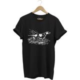 Avcılık Av Desenli Orman Temalı Pointer Av Köpeği Tasarımlı %100 Pamuk Regular Fit T-Shirt - Siyah - 2XL