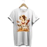Avcılık Desenli Av Köpeği Ingiliz Pointer Setter Sülün Vahşi Yaşam Baskılı Regular Fit T-Shirt - Beyaz - 3XL
