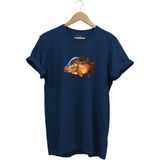 Avcılık Fishing Deniz Göl Sazan Balığı Baskılı Renkli %100 Pamuk Regular Fit Bisiklet Yaka T-Shirt - 2XL - Lacivert