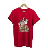 Avcılık Hunter Keklik Avcılığı Baskılı Regular Fit %100 Pamuk T-Shirt - Kırmızı - XL