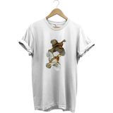 Avcılık Hunter Keklik Kuşları Tasarımlı %100 Pamuk Regular Fit Beyaz T-Shirt