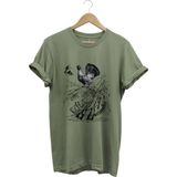 Avcılık Hunter Keklik Kuşu ve Orman Tavuğu Baskılı Vahşi Yaşam Doğa Regular Fit %100 Pamuk T-Shirt - Haki - 2XL
