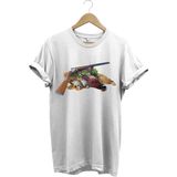 Avcılık Hunter Keklikler Keklik Kuşu Avcılığı Tüfek ve Fişek Baskılı %100 Pamuk Regular Fit T-Shirt - Beyaz - XL