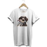 Avcılık Hunter Üveyik Kuşu ve Avcı Boykin Köpeği Tasarım Baskılı %100 Pamuk Regular Fit T-Shirt - Beyaz - XL