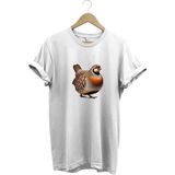 Avcılık Hunting Kınalı Keklik Baskılı Vahşi Yaşam %100 Pamuk Unisex Regular Fit T-Shirt - Beyaz