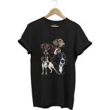 Avcılık Hunting Pointer Av Köpekleri Baskılı %100 Pamuk Regular Fit Unisex T-Shirt - Siyah - XL