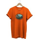 Avcılık Live To Hunt Doğa Ağaç Baskılı Regular Fit %100 Pamuk T-Shirt - Turuncu