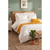 Avelisse %100 Pamuk Rengarenk Çiçek Nakışlı, Fırfırlı 8 Parça Premium Çift Kişilik Nevresim Takımı Hardal-Mercan - Renkli - 200 x 220 cm