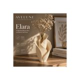 avelune design Elara Vazo Krem Modern 3D Tasarım Yaprak Dokulu Dekoratif Vazo Salon Masa Üstü Obje (12x25 cm)