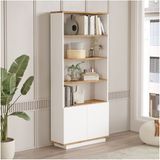 Aven Kitaplık 168CM Raf 2 Kapaklı Raflı Çam-Beyaz AVE16-AW - Atlantik Çam - Beyaz