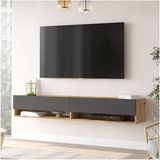 Aven Tv Ünitesi Tv Sehpası Kapaklı Raflı 180CM Çam-Antrasit Ave9-Aa - Atlantik Çam - Antrasit