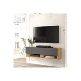 Aven Tv Ünitesi Tv Sehpası Raflı Kapaklı 100CM Çam-Antrasit AVE13-AA - Atlantik Çam - Antrasit
