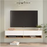 Aven Tv Ünitesi Tv Sehpası Raflı Kapaklı 140CM Çam-Beyaz AVE11-AW - Atlantik Çam