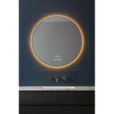 Avend Akıllı Ayna Hareket Sensörlü 75 cm Buhar Tutmayan Dokunmatik 3 Butonlu 3 Renk Led Işıklı Hd Yansıma Dimmer Özellikli Lüks Gümüş Çerçeveli Yuvarlak Makyaj Banyo Aynası