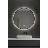 Avend Akıllı Ayna Hareket Sensörlü 75 cm Buhar Tutmaz 3 Renk Ledli Işıklı Dokunmatik 3 Butonlu Hd Yansıma Dimmer Özellikli Siyah Çerçeveli Lüks Lavabo Makyaj Yuvarlak Banyo Aynası