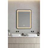 Avend Akıllı Ayna Hareket Sensörlü Buhar Tutmayan 3 Renk Ledli Işıklı Dokunmatik 3 Butonlu HD Yansıma Dimmer Özellikli Siyah Çerçeveli Lavabo Makyaj LÜX Banyo Aynası 60x90 Cm