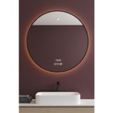 Avend Akıllı Hareket Sensörlü Buhar Tutmayan 3 Renk Led Işıklı Siyah Çerçeveli Banyo Makyaj Duvar Lavabo Aynası 90 CM