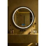 Avend Akıllı Hd Ayna Bluetoothlu Dokunmatik 5 Butonlu Buhar Tutmayan Sensörlü Yeni Nesil 3 Renk Ledli Siyah Çerçeveli Lavabo Banyo Makyaj Aynası Siyah