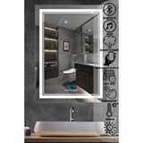 Avend Dokunmatik Akıllı Ayna Bluetoothlu Buhar Tutmayan Hd 3 Renk Ledli Banyo Aynası Dekoratif Ofis Duvar Lavabo Aynası 80x60 3 Değişebilir Led Işık: Beyaz, Sarı Günışığı