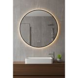 Avend HD Akıllı Ayna Buhar Tutmayan 3 Renk Led Işıklı Siyah Çerçeveli Banyo Lavabo Makyaj Aynası 75 CM