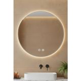 Avend HD Akıllı Ayna Buhar Tutmayan 3 Renk Ledli Işık Gümüş Çerçeveli Banyo Lavabo Duvar Makyaj Aynası 90 CM