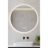 Avend HD Akıllı Ayna Buhar Tutmaz 3 Renk Ledli Işık Gümüş Çerçeveli Dokunmatik Banyo Lavabo Makyaj Aynası 80 CM
