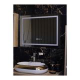Avend HD Ayna Buhar Tutmaz Saat ve Derece Ekranlı Dokunmatik Butonlu 3 Renk Ledli Dimmer Özellikli Akıllı Lavabo Makyaj Ofis Dikdörtgen Banyo Aynası Yatay 80x60 Cm