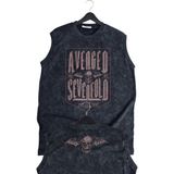 Avenged Sevenfold Ense Baskılı Yıkamalı Kolsuz Tişört, Unisex Rock Band Temalı Sıfır Kol Atlet - XS - Siyah