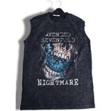 Avenged Sevenfold Nightmare Baskılı Yıkamalı Kolsuz Tişört, Unisex Rock Band Temalı Sıfır Kol Atlet - Siyah
