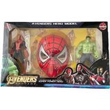 Avengers Hulk Spiderman Figür ve Işıklı Örümcek Adam Maske Seti Oyuncak Hulk Oyuncak Örümcek Adam - Renkli
