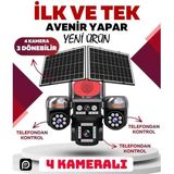 Avenir 12MP 4 Kameralı PTZ 4G Sim Kartlı Solar Kamera Siyah Dış Mekan Kullanımı için Su Geçirmez AV-S446