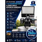Avenir 4 Kameralı | 3 Motorlu Ptz + 1 Sabit Kamera | Solar | Telefon Kontrol Yanında 240GB Türk Telekom Data Hattı - Antrasit