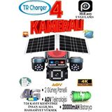 Avenir 4 Kameralı Güneş Enerjili Güvenlik Kamerası E-Sim Çift Güneş Paneli ile Dış Mekan Kullanımı - Siyah