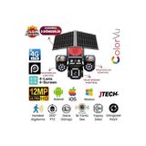 Avenir AV-S446 4 Kameralı (3 Motorlu+ 1 Sabit) 8mp E Sim 4g Sim Kartlı Ptz Kamera | Gece Renkli Görüş - SİYAH - Siyah