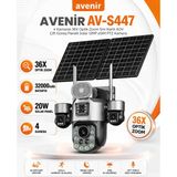 Avenir AV-S447 – 4 Kameralı 36X Optik Zoom Sım Kartlı Güneş Panelli Solar 12 Mp Esım Ptz Kamera