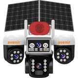Avenir AV-S464W 3 Kameralı 3 Ptz Sirenli Solarlı Kamera - Siyah - Beyaz