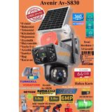 AVENİR Av-S830 Güneş Enerjili 4G Sim Kartlı 6MP Güvenlik Kamerası 10x Zoom Güçlü Batarya 3 Ekran