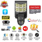Avenir Av-sl400w Solar Wi-fi Sokak Lambası 3lens 3ekran 4mp Akıllı Ptz Kamera + 128gb Sd Kart Dahil