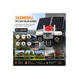 Avenir Krntekno 3 Kameralı 3ptz Wifi Solar Güvenlik Kamerası Çift Güneş Panelli