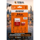 AVENİR Micro SD Hafıza Kartı Class 10 U3 – Güvenli Kayıt, Hızlı , FAT32 Destekli