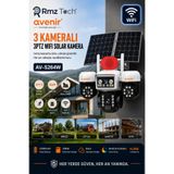 Avenir S264w 3 Kameralı 3Ptz Wifi Solar Güvenlik Kamerası Çift Güneş Panelli