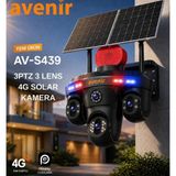 Avenir S439 3 Lens 3 Ptz 4g Solar Güvenlik Kamerası - Beyaz