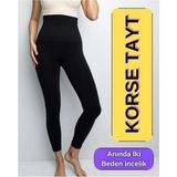 Avennies Kaydırmaz Lastikli Yüksek Bel Destekli Korse Tayt Kadınlar İçin Düz Desenli Konforlu Kullanım - 2XL
