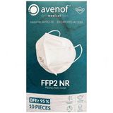 Avenof 5 Katlı FFP2 NR N95 Ventilsiz Beyaz Koruyucu Maske Burun Klipsli 10'lu
