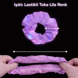Avensyy Lila Mor Renk LED Işıklı Lastikli Saç Tokası