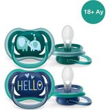 Avent Ultra Air Emzik, 18 Ay+, Erkek Bebekler Için, 2’li Paket, Ortodontik Silikon, Geniş Hava D - Çok Renkli