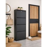 Avenza Living 4 Kapaklı Kilitli Metal Ayakkabılık - Beyaz